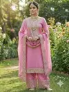 Jf 040 Pure Fendy Silk With Heavy Embroidery Sequence Work Readymade Suits Online Wholesale